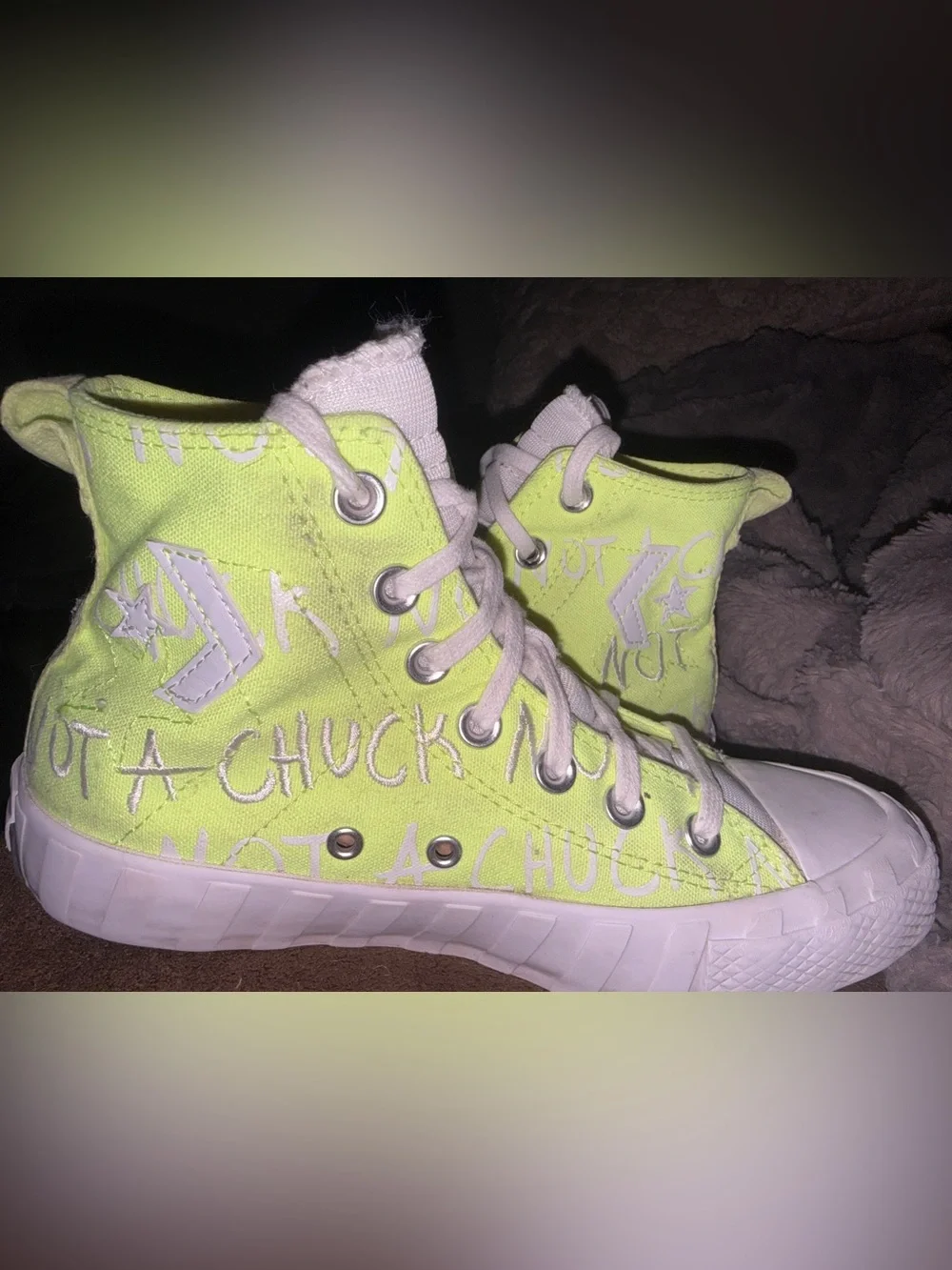 Converse UNT1TL3D High 'Not A Chuck - Volt' sneakers neon lime sz 5 Y, 6.5 W guc